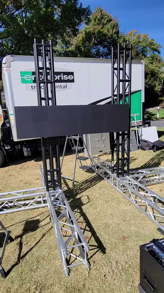 Outdoor movie screening on an LED video wall for a golf club