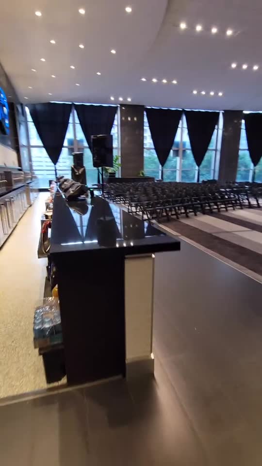 Audio and video setup at Bank of America Stadium for a nonprofit summit