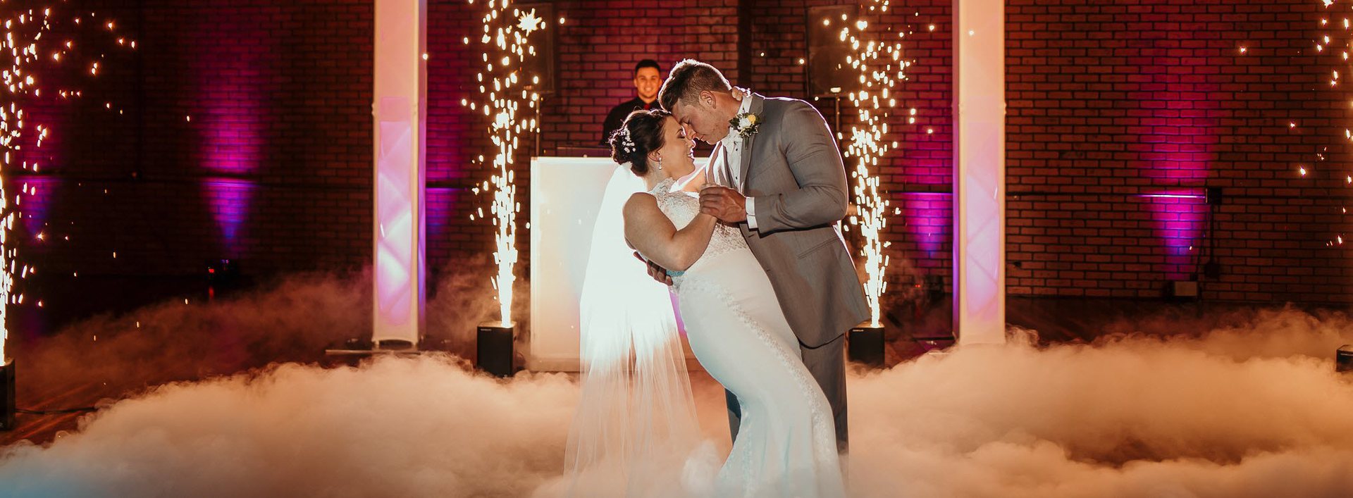 Wedding first dance with clouds and cold sparks by ATG