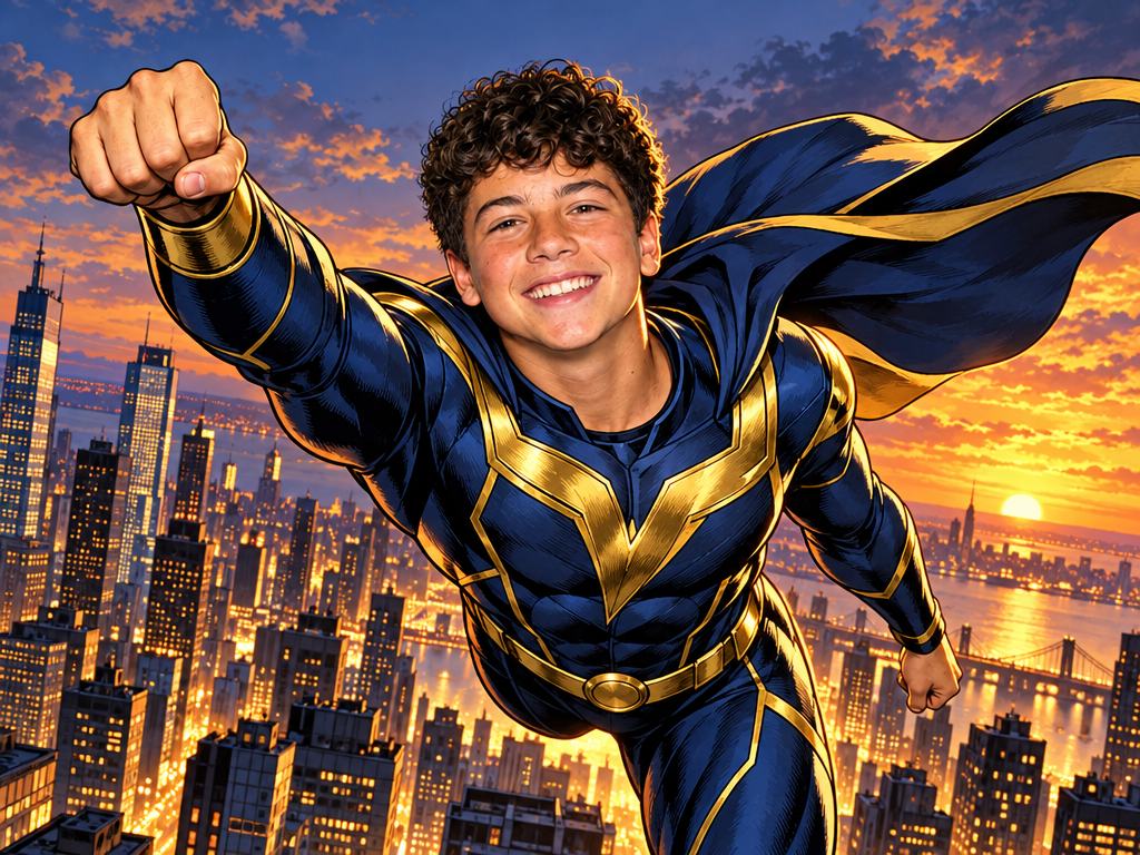 AI Booth: a guest turned into a comic-book superhero