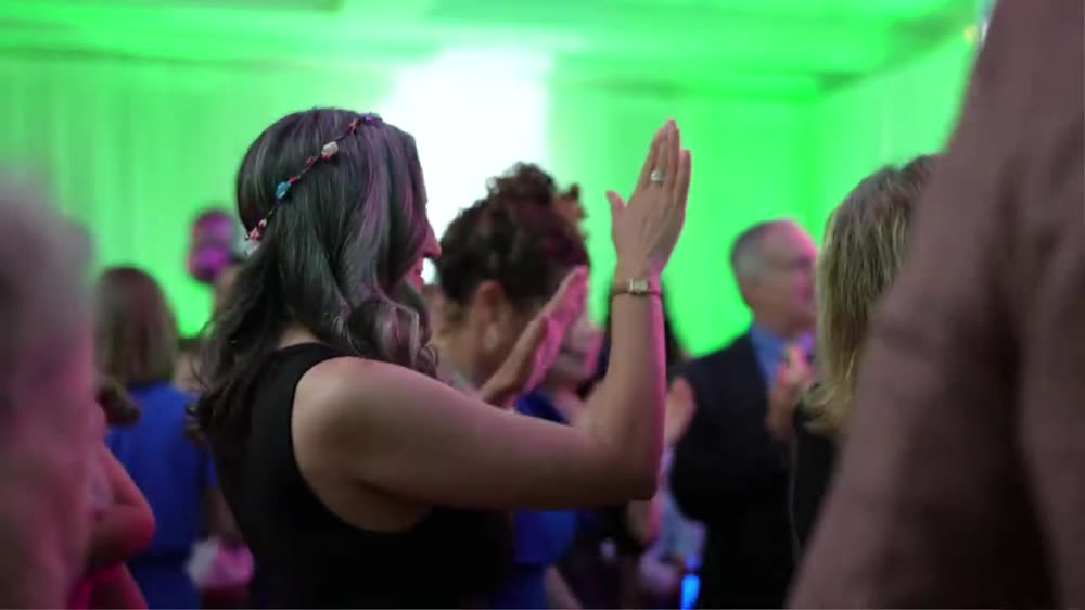 Hands up on a packed Bar Mitzvah dance floor