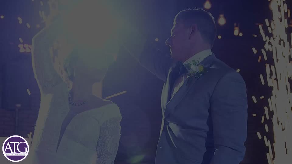 First dance on the clouds with indoor fireworks