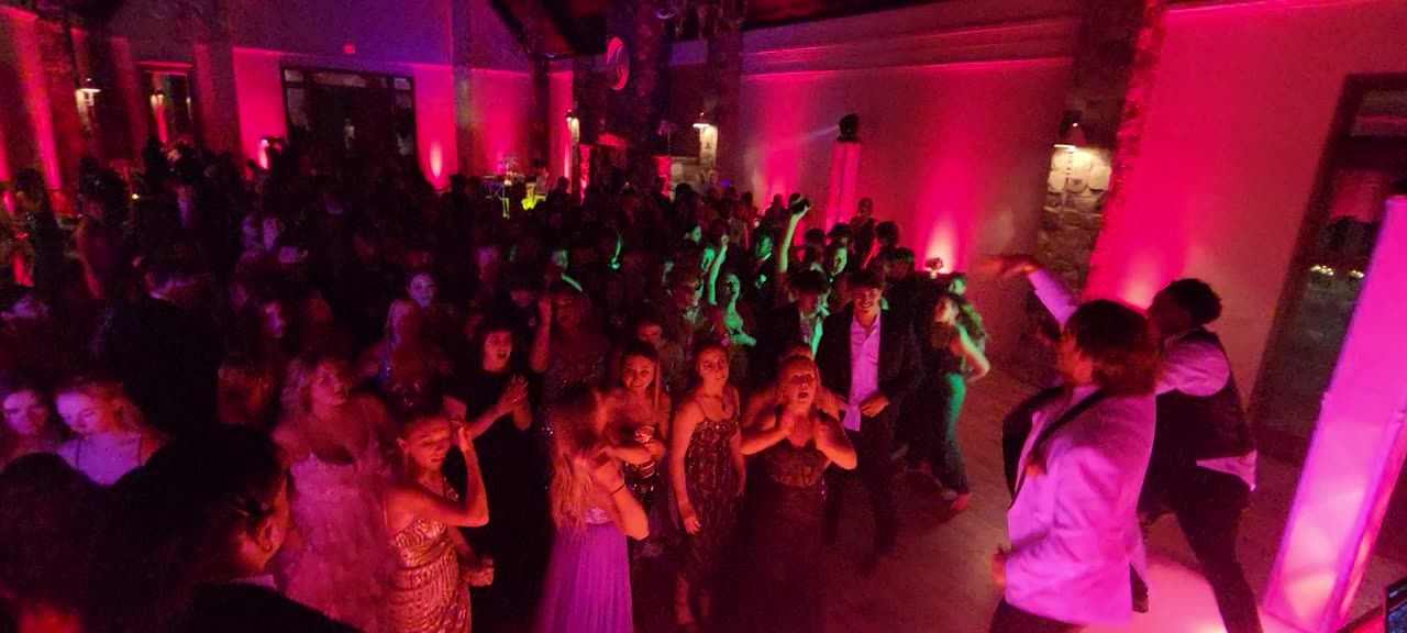 Prom dance floor from the DJ booth at DuGaren